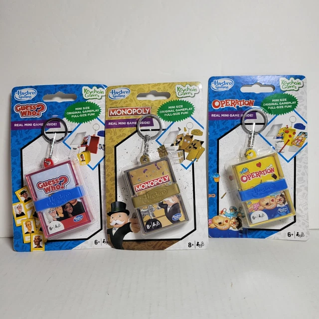 HASBRO GAMING KEYCHAIN Mini Lot Of 3 Guess Who Monopoly Operation Board