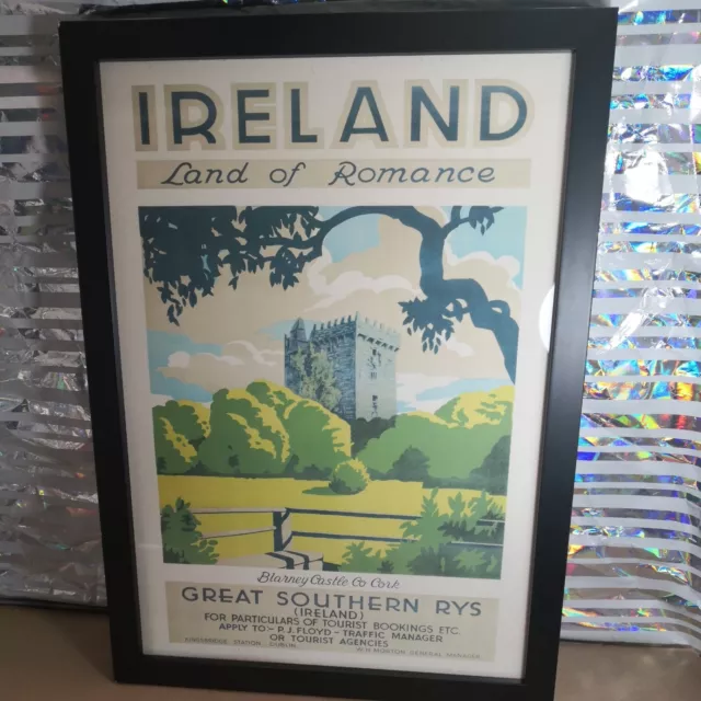 Framed A3 Ireland Blarney Castle Railways Print Travel Poster Wall Art Picture