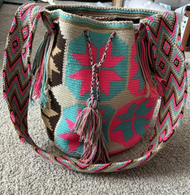 Authentic Wayuu Mochila Handmade Colombian Colorful Bag Large