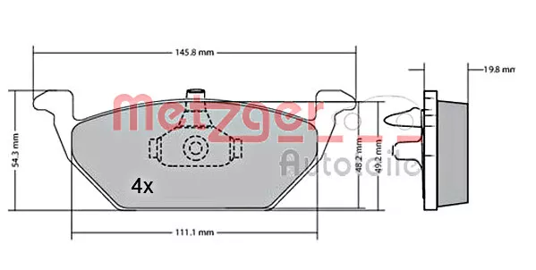 Metzger Disc Brake Pad Set Front For SEAT SKODA VW Cordoba Ibiza III 1J0615115