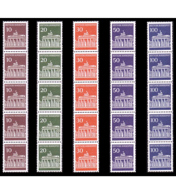 BRD Bund Nr. 506-510w postfrisch ** 5er-Streifen mit Zählnr. "Brandenburger Tor"