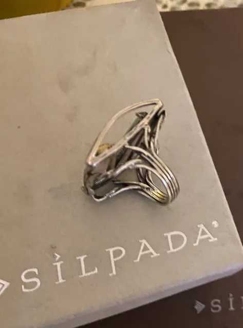 Rare Retired Silpada Sterling Silver 925 Baguette AB Swarovski Crystal Ring 6