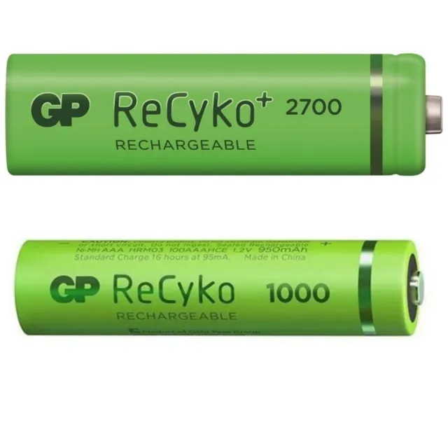 GP ReCyko AA / AAA RECHARGEABLE BATTERIES PRE-CHARGED 1000 2700 Series mAh CASE