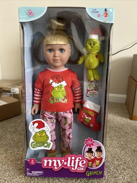 My Life As Poseable Grinch Sleepover 18 inch Doll Blonde Hair Blue Eyes New