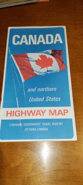 Canada Northern US Highway Road Travel Map Vintage Travel 1966