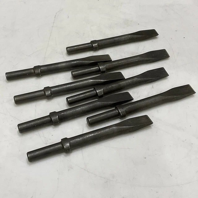 Pneumatic Chipping Hammer Bit 303 9" Flat Chisel Round Shank Oval Lot Of 8 373