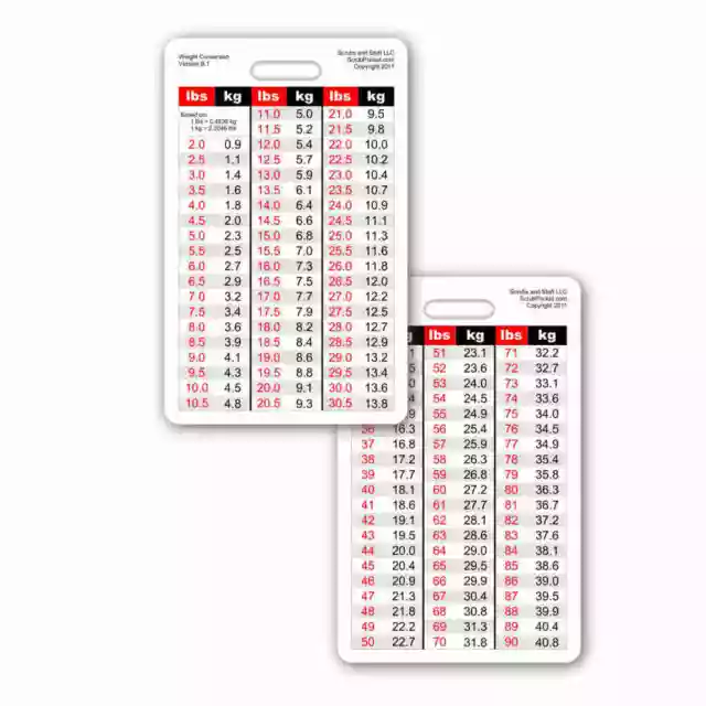 Weight Conversion Chart Pedi Range Vert Badge ID Card Pocket Paramedic Nurse EMT