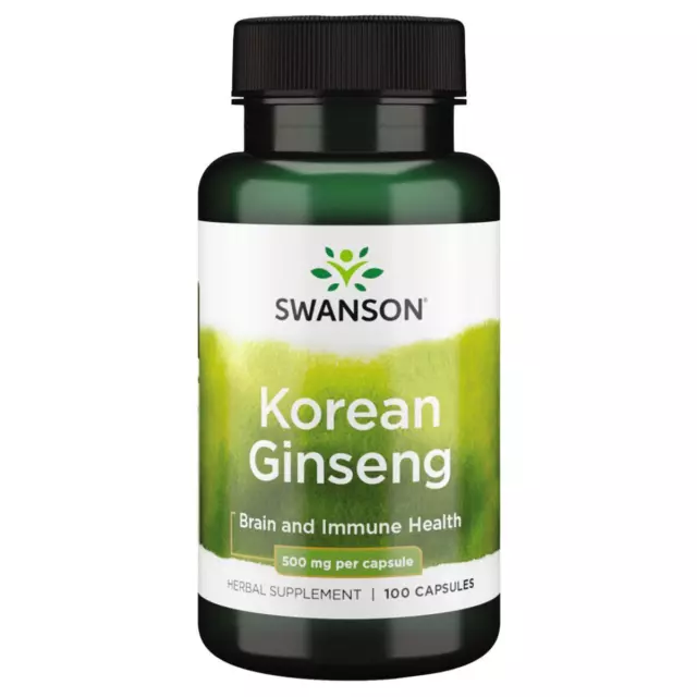 Swanson Coréen Ginseng 500mg 100 Capsules, Immunitaire, Brain, Cardiovasculaire