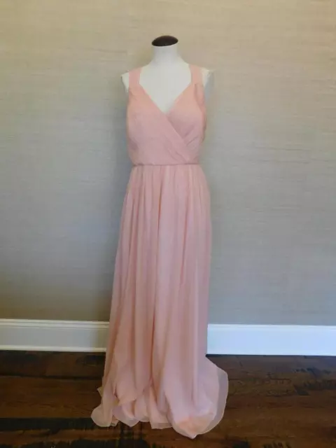 JCrew $298 Silk Chiffon Anabel Long Dress Gown 8 misty rose pink c5543 formal