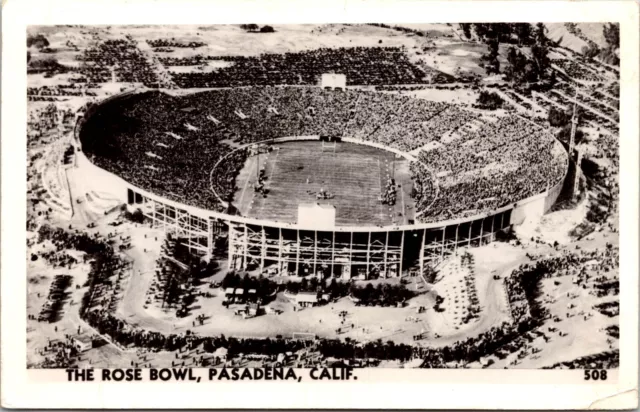Pasadena CA The Rose Bowl RPPC Vintage Birds Eye View Real Photo Postcard