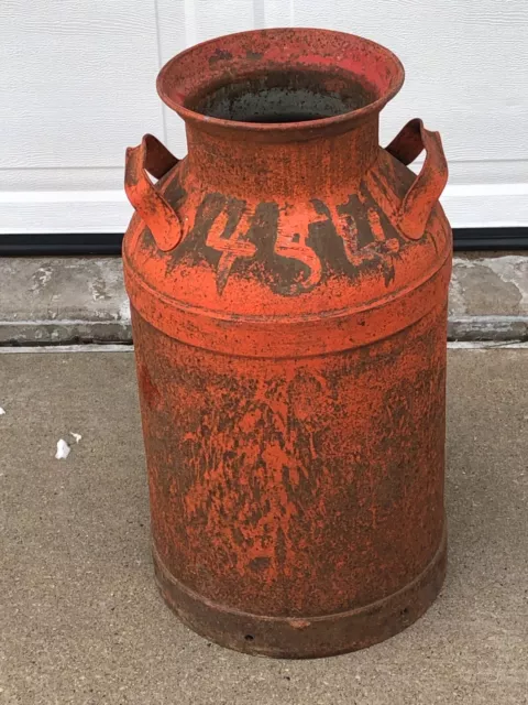 Vintage 23" Tall Orange Milk Can Made by Cream City - Dairy Farm