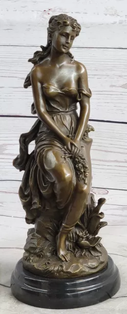 Hyppolyte Moreau Sexy Maiden Captive Bronze Sculpture Marble Base Statue Decor