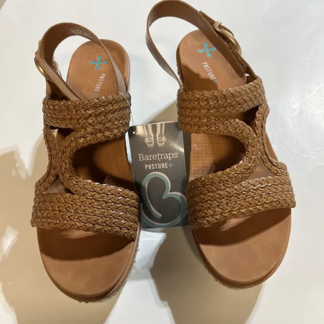 Baretraps Posture Sandals Elsa Platform Wedge Brown NEW • Size 9M