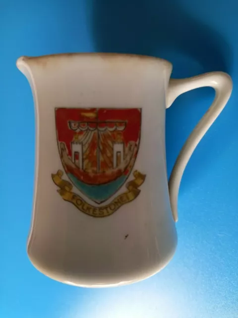 Vintage Folkestone Crested China Jug