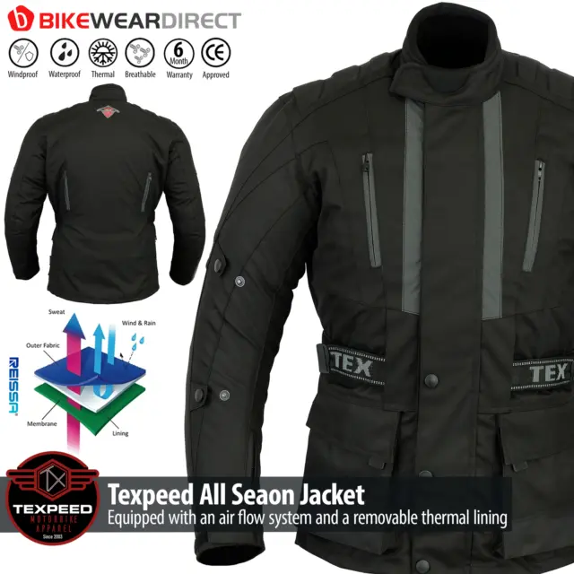 Motorbike Motorcycle Jacket With Armour Waterproof Thermal Textile Mens Biker CE