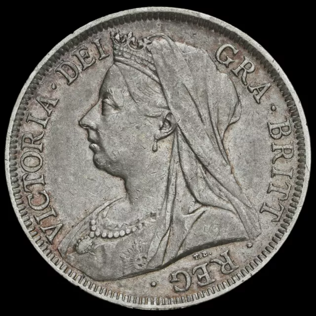 1900 Queen Victoria Veiled Head Silver Half Crown