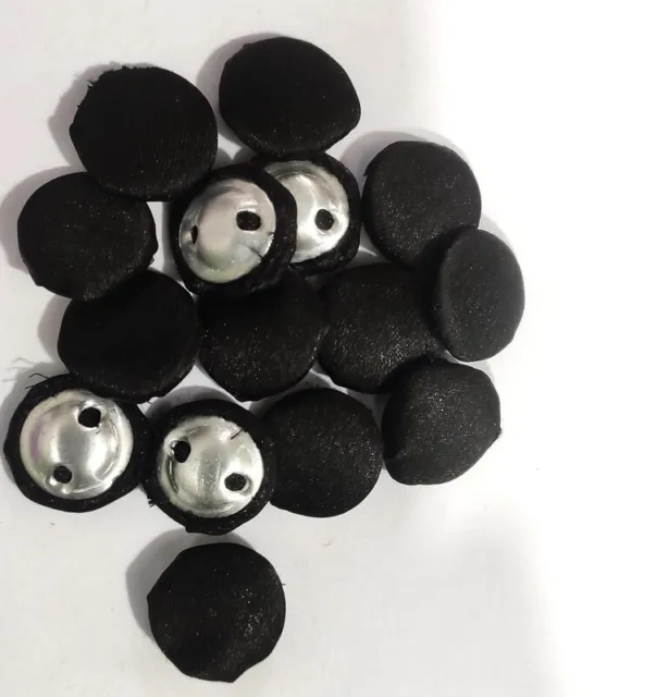 Black Fabric Covered Metal Sewing Buttons Lot Blouses Coat Button 20MM 25mm