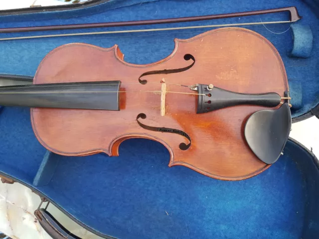 Antique Fiddle Violin & bow & box Belfast Ireland Robert Robinson 1927 - 23 inch