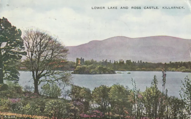 KILLARNEY, LOWER LAKE AND ROSS CASTLE, Ireland - Vintage POSTCARD