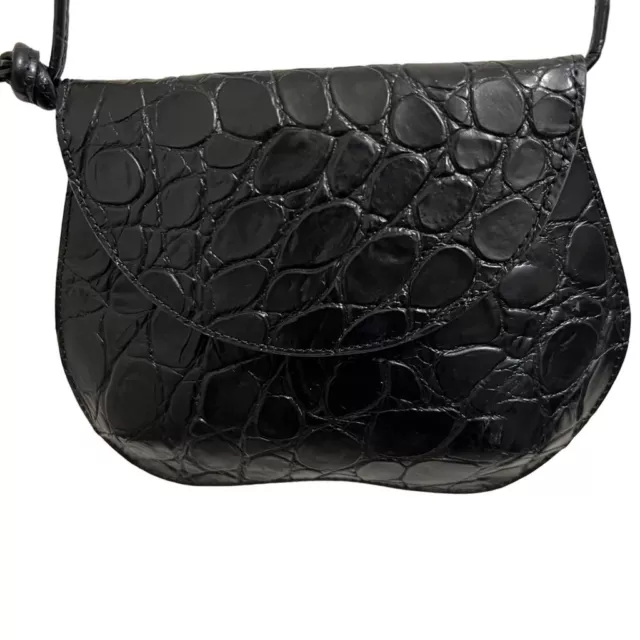 Little Liffner Black Leather Mini Bag Small 8" x 5.8" Elegant Evening Handbag
