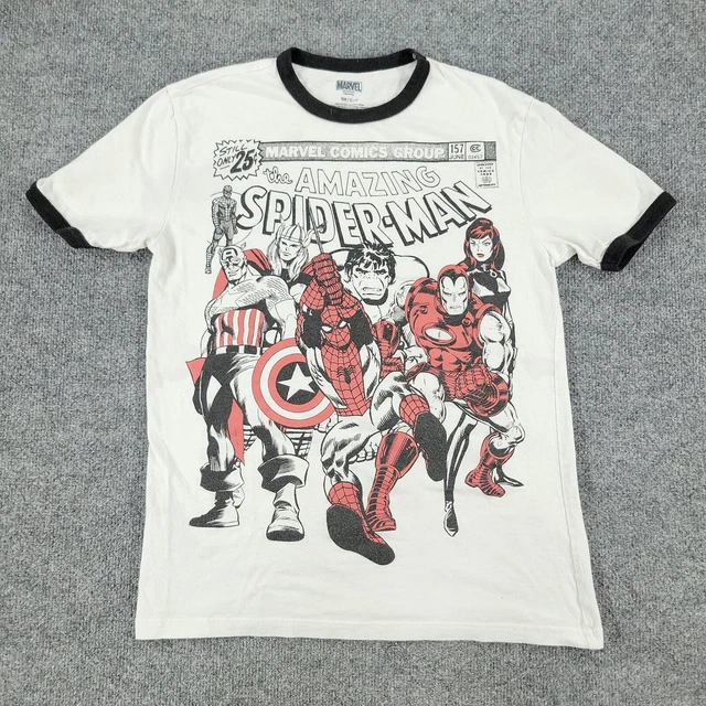 Marvel Comics Shirt Men Medium White Amazing Spider-Man Graphic Tee Short Sleeve