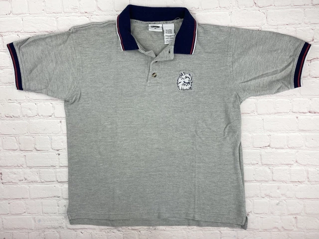 Vintage 90s UConn Huskies Polo Shirt Adult Medium NCAA Basketball Mens