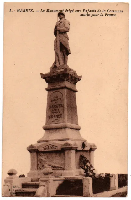 CPA 59 - MARETZ (Nord) - 1. Le Monument érigé aux Enfants morts pour la France