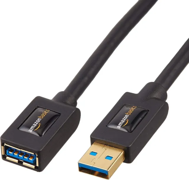 Lot 2 Rallonges câble USB 3.0 connecteurs Mâle A vers Femelle A - 1,8m Noir