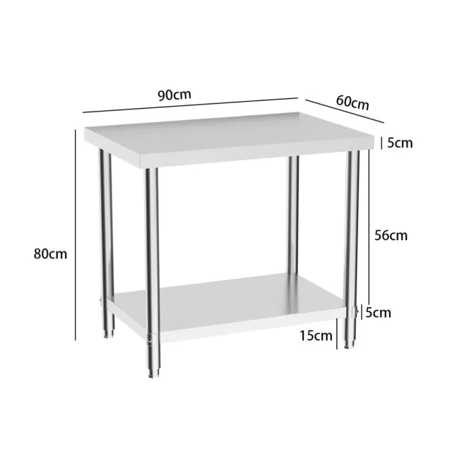 Commercial Catering Table Stainless Steel Work Bench Kitchen Food Shelf Storage