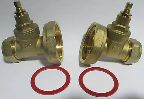 2 X Pump Type Gate Valve 22Mm Brass Compression Central Heating Isolation Pair