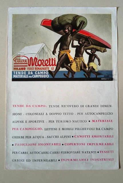 Publicité Vintage Ettore Moretti – Tende Coloniali | Affiche Pub Italienne Ancienne