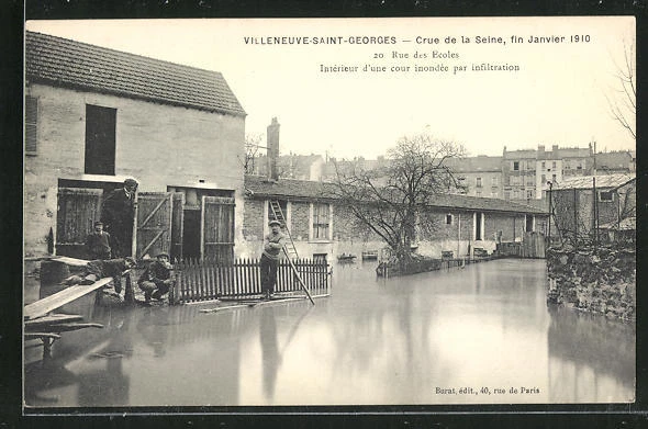 CPA Villeneuve-Saint-Georges, Crue de la Seine, January 1910, 20 Rue des Ecoles