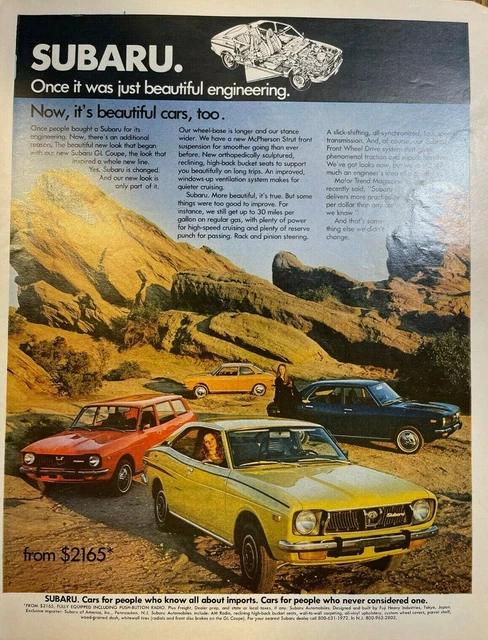 1972 Advertisement Subaru Automobiles