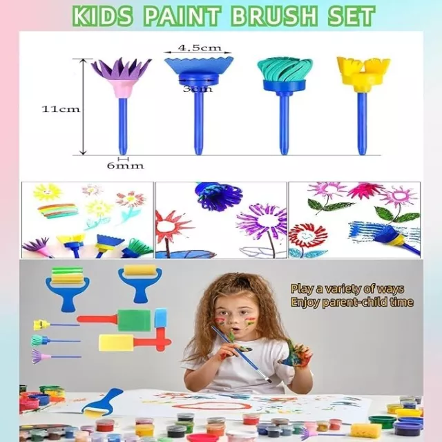 21/42Pcs Kids Art Craft Painting Drawing Tools Mini Flower Sponge Brush Set 3