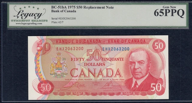 1975 Bank Of Canada $50 BC-51bA Replacement Note Legacy Gem New 65PPQ