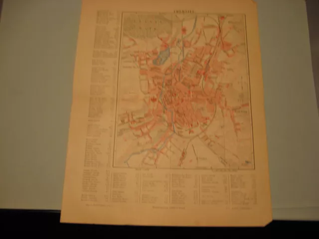 Chemnitz-Karte von 1885 Stadtplan mit Straßenregister-Seltens Original