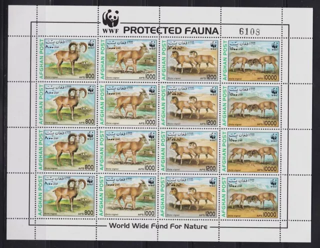 Afghanistan mint sheet - WWF Protected Fauna (1998) MNH