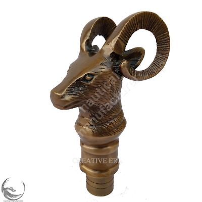 New Brass Heavy Goat head Handle Victorian Style Cane Designer For Walking Stick