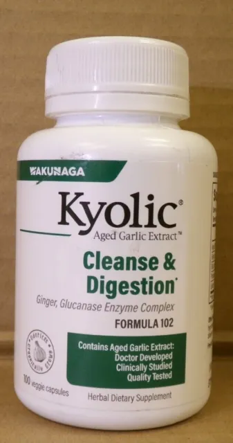 Kyolic CLEANSE & DIGESTION Herbal Dietary Supplement, Formula 102, 100 Capsules
