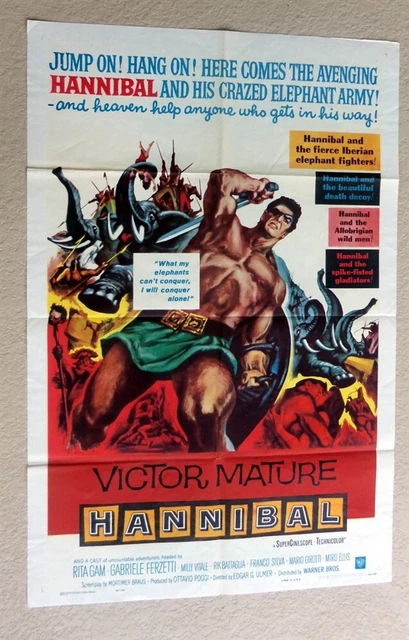 Hannibal Original 27X41 Movie Poster 1960 Victor Mature Rita Gam