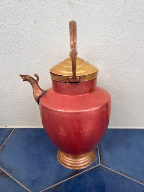 Kupfer/Messing  Kanne/Vase mit Deckel  Antike Dekorative Große Fisch Ausgiesser