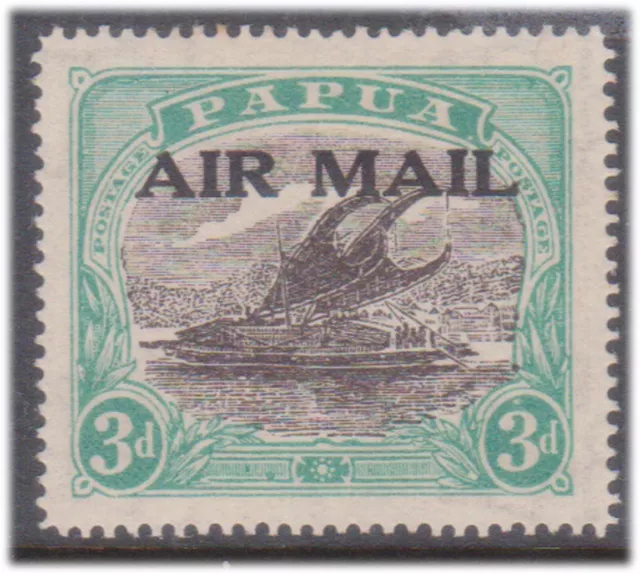 (E180-167) 1929 Papua large 3d black &blue green LAKATOI air mail MH (FQ)