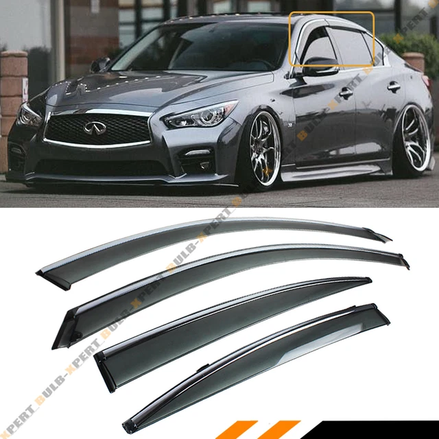 For Infiniti Q50 2014-2024 Window Visor Wind Deflector Rain Guard W/ Chrome Trim