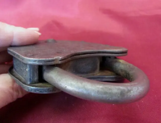 19C. Antique Large Iron Padlock And Key For Door Gate 8