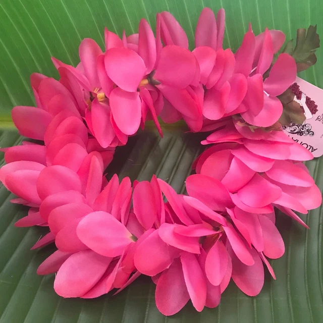 Hawaiian Silk Head Lei - Hot Pink Plumeria Flower Headband - Designed In Hawaii