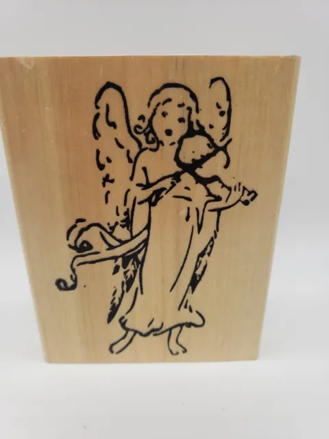 Angel Wood Rubber Stamp Christmas Victorian