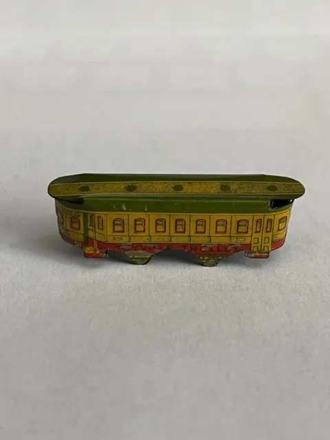 1930's Cracker Jack Tin Toy Prize Toyville Trolley  Litho "VERY RARE"