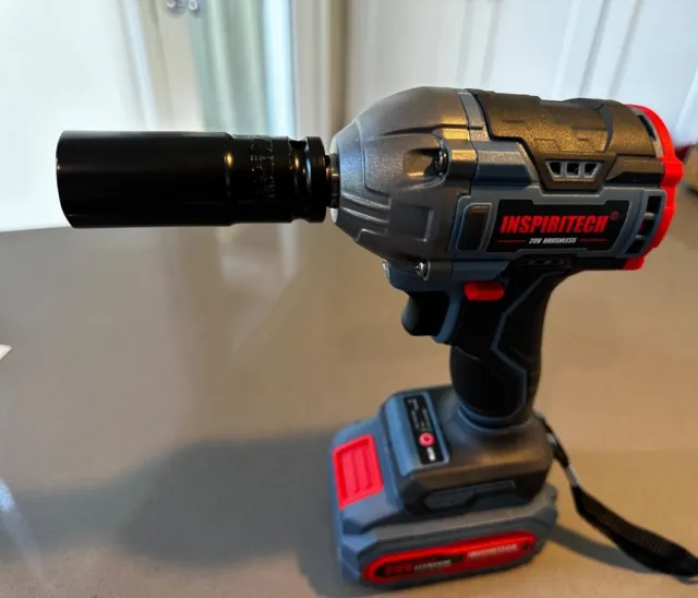 INSPIRITECH Cordless Power Impact Wrench  with 2 Batteries-Brushless 1/2 inch