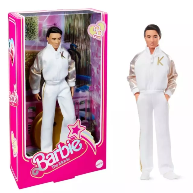 BNIB Barbie The Movie Collectible Ken Doll In White And Gold Tracksuit