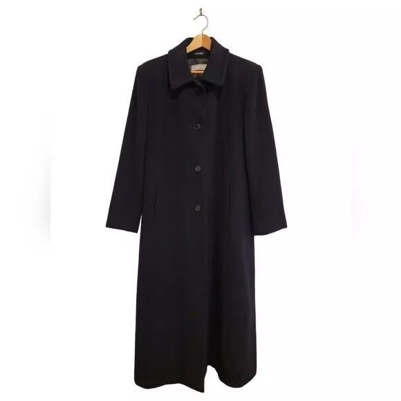 Cinzia Rocca Due Wool Angora Cashmere Black Long Trench Coat 12